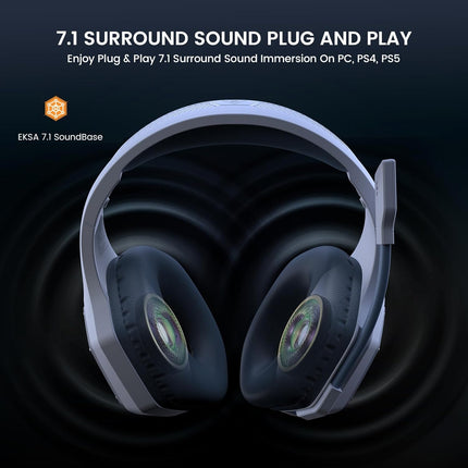 Wireless Gaming Headset,2.4GHz USB Gaming Headphones with Microphone for PC, PS5, PS4, Nintendo Switch, 7.1 Surround Sound Headset, RGB Light, Ergonomic Design for Birthday Gift