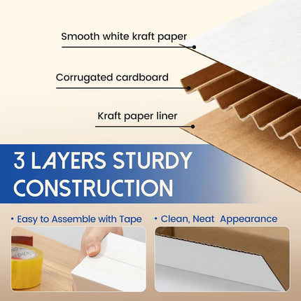 Mefleet 4x4x4" Shipping Boxes 50 Pack - Small Corrugated Cardboard Square Mug Mailing Box Packaging for Small Business - White Mailer Packing Supplies