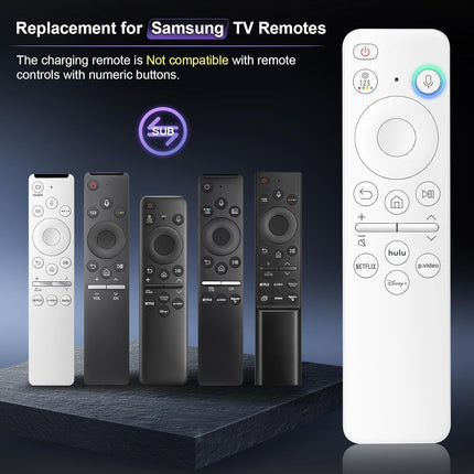 Voice Rechargeable Remote for Samsung-Smart-TV-Remote-Control, Replacement Compatible for Samsung Frame QLED Crystal UHD Solar Smart TVs