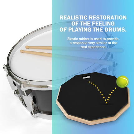 Drum Practice Pad for drumming drum pad and sticks 12 In,Sided With 2 Pairs/4 Maple 5A Drum Sticks & Storage Bag(Black)