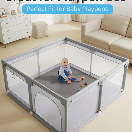 Baby Play Mat for Floor 59"x71" Playpen Mat 1.3" Thick Elasti-Foam Padded Cushioning Non-Slip Playroom Tatami-Style Nursery Mat for Tummy Time & Crawling for Babies Toddlers Infants