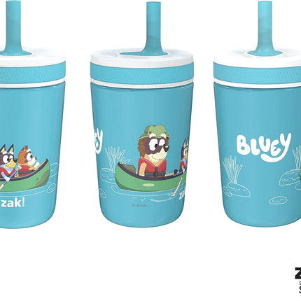 Zak Designs Bluey Kelso Toddler Cups For Travel or At Home, 12oz Vacuum Insulated Stainless Steel Sippy Cup With Leak-Proof Design is Perfect For Kids (Bluey, Bingo, Grandad Mort)