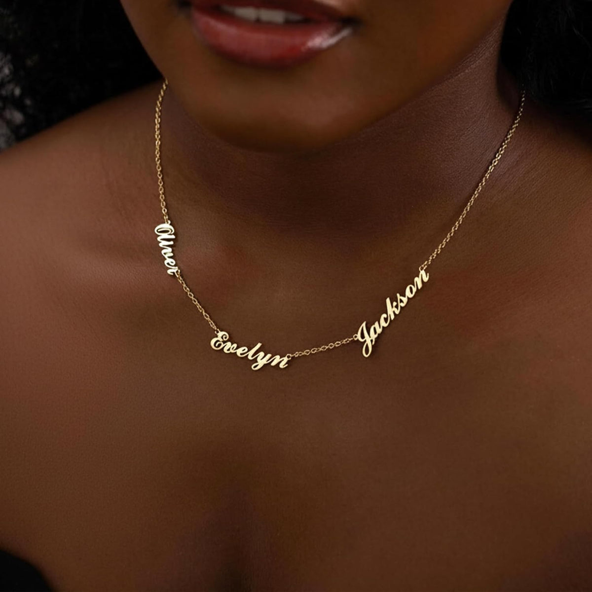 Custom 18K Gold-Plated Multiple Name Necklace for Women - photo 2