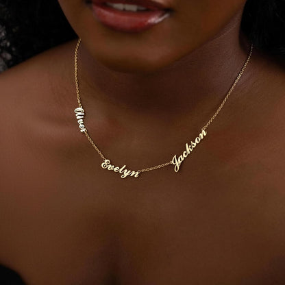 Custom 18K Gold-Plated Multiple Name Necklace for Women - photo 2