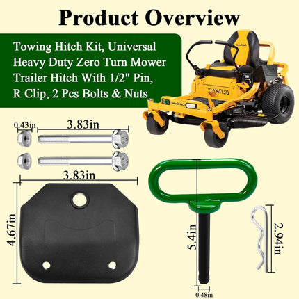 703-12302-0637 Hitch Plate with 1/2" Pin, R Clip, 2 Pcs Bolts & Nuts, Fit for Cub Cadet Ultima ZT1 42 46 50 54 & ZT2 Lawn Mowers, Towing Hitch Kit, Universal Heavy Duty Zero Turn Mower Trailer Hitch