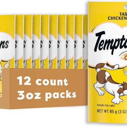 Temptations Cat Treats Classic Crunchy and Soft Cat Treats, Tasty Chicken Flavor, 3 oz. Pouch (Pack of 12)