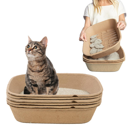 Arenero desechable para gatos grande, 6 unidades, portátil y resistente para viajes y hogar, controla olores