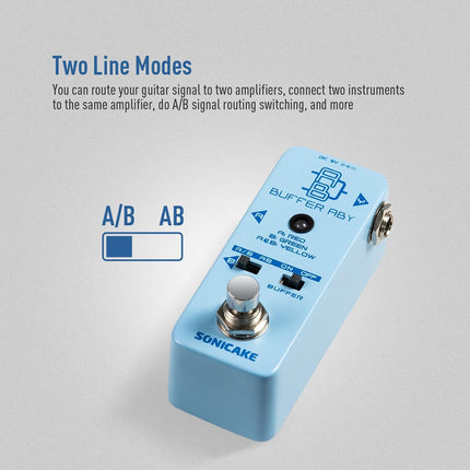SONICAKE ABY Guitar Pedal, Mini AB Switcher with Buffer Switch, Ab Box Line Selector Guitar Effects Pedal, True Bypass - Buffer ABY