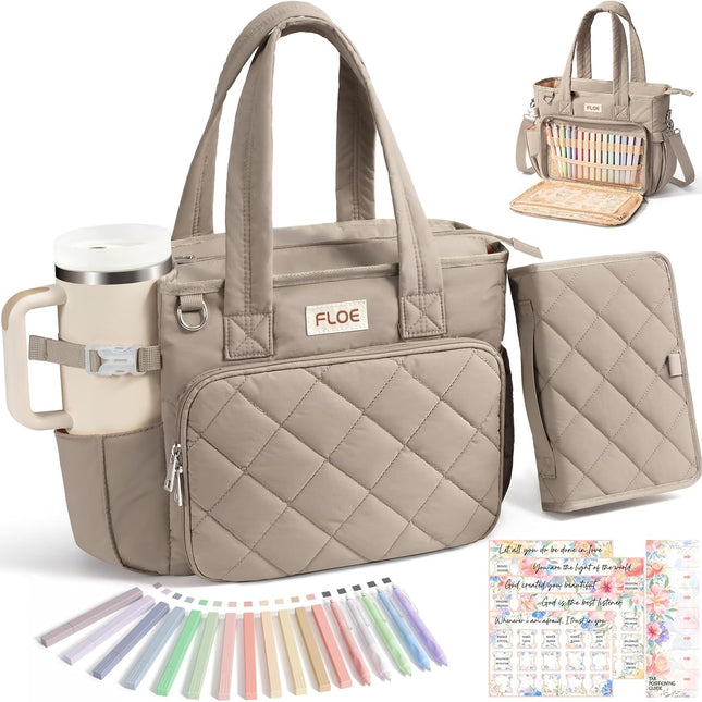 Large Bible Bag w/Bible Cover Case for Women, Puffer Bible Tote Bag