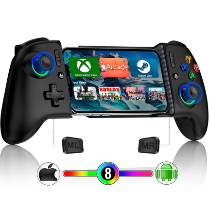 Mocagen Mobile Gaming Controller, MC2 Phone Controller for iPhone/Android/Switch/Oled/Switch 2 with Programmable/Hall Effect Joysticks & Analog Triggers/RGB Light