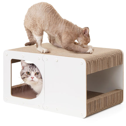 Cardboard Cat Scratcher House, 17-Inch Cat Scratch pad, Brown