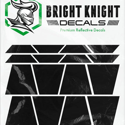 Bright Knight Decals Fire Helmet Tetrahedrons - Set of 16 Reflective Black Trapezoid Fire Helmet Stickers - 3M Vinyl with Acrylic Adhesive for Firefighters, Helmets, Laptops & Bumpers, Pack of 1