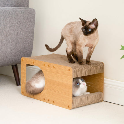 Cardboard Cat Scratcher House, 17-Inch Cat Scratch pad, Brown
