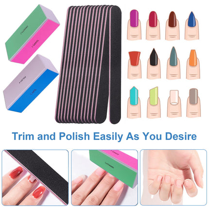 Set de lima y pulidor de uñas, kit 4 Way de pulidores brillantes, limas para uñas naturales, manicura, limado, pulido y cuidado, 100/120/240/600/3000 Grit