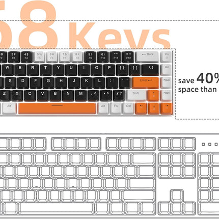 MageGee Portable 60% Mechanical Gaming Keyboard, MK-Box LED Backlit Compact 68 Keys Mini Wired Office Keyboard with Blue Switch for Windows Laptop PC Mac - Black/White