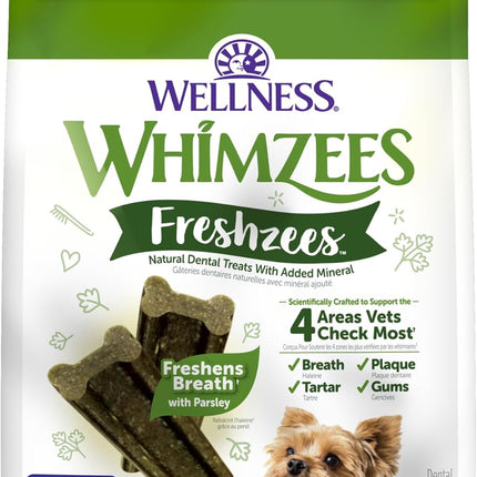 Wellness WHIMZEES Freshzees Dog Dental Treat, Soft Chews, Freshens Breath, Extra-Small Size, 14.81 oz Bag, 56 Count