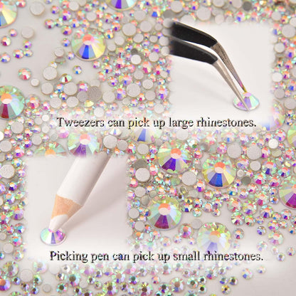 8000-Piece Crystal AB Mix Flatback Glass Rhinestones Set, SS3-SS30 - photo 4