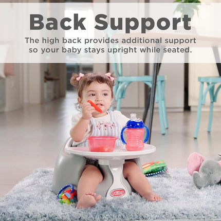 Nuby My Floor Seat - Portable Baby Chair with Soft Foam Cushion, Safety Harness, and High Back Design - 4+ Months - Gray