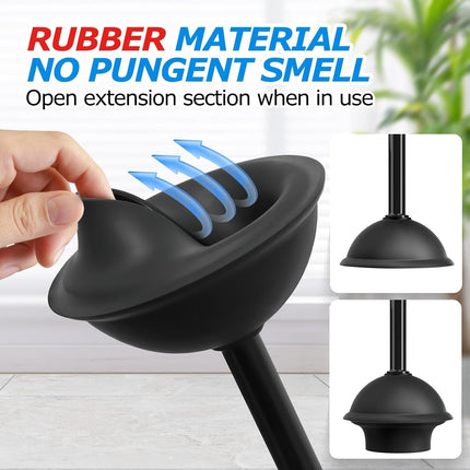 FORASTO 2Pack 2 in 1 Toilet Brush and Plunger Set, Extended Handle Plunger,Toilet Bowl Brush Plunger Set,Bathroom Cleaning Tools,Toilet Brush Plunger Combo,Cleaning Supplies，Black