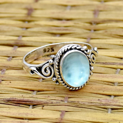 925 Sterling Silver Ring for Womens Emerald Ring, Engagement Ring Bezel Set May Birthstone Gemstone Ring, Christmas Gift