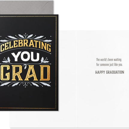 Hallmark Graduation Cards Assortment, Black and Gold, Congratulations Grad (12 Cards and Envelopes, 4 Designs)