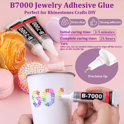 34000Pcs Resin Jelly Rhinestones for Bedazzling, Multicolor 3mm Flatback Gems for Diamond Art, Bedazzler Kit with 3Pcs 10ml B7000 Jewelry Glue for Nail Art Crafting Book Makeup