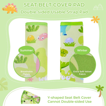COOLBEBE Kids Seat Straps Cover Pad, Child Shoulder & Belly Comfort Cushion Set, Universal Seat Strap Cover for Booster, Strollers, High Chairs, Green