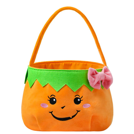 Halloween Trick or Basket, Pumpkin, Pink Bow