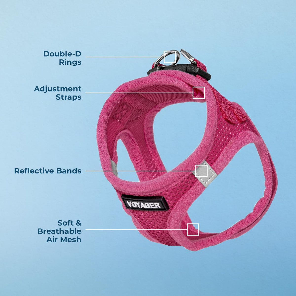 Fuchsia Step-In Air Mesh Pet Vest Harness, Small - photo 4