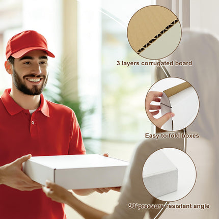 50 Pack 9x6x2 Inches Shipping Boxes, Corrugated Cardboard Mailing Box, Small White Gift Box Mailers, Packaging Boxes for Business Present, Moving and Storage