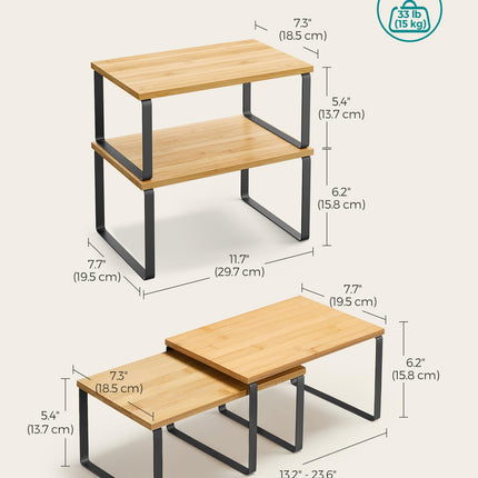 Cabinet Organizer Shelf, Set of 2 Spice Rack, Kitchen Storage