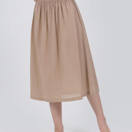 Cotton Half Slip Skirt, Women's Midi Length Underskirt with Elastic Waistband