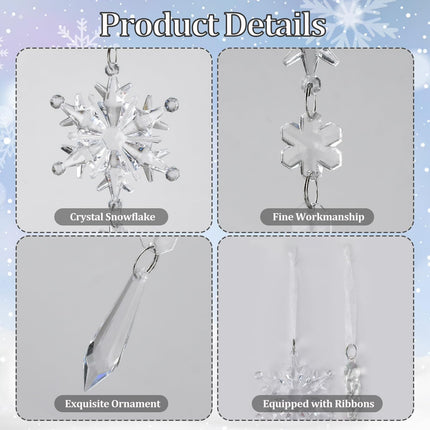 21Pcs Christmas Decorations for Xmas Tree Decor Clear Crystal Ornaments