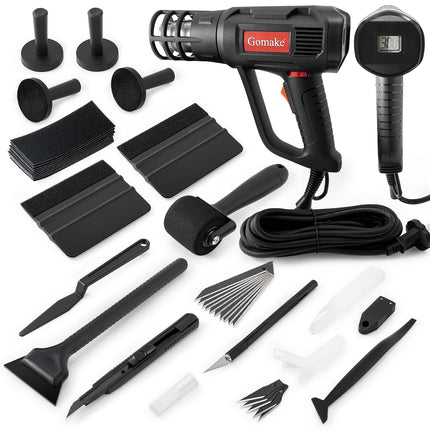 Vinyl Wrap Tool Window Tinting Kit with Heat Gun 16FT Cord,Sponge Roller,Magnet Holder,Vinyl Tucking Tool,Tint Squeegee, Film Cutter for Car Wrapping, Graphics and Decal Installation