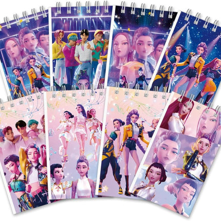 Demon Hunters Birthday Party Supplies, 24Pcs Mini Notepads for Kpop Party Gifts, Goodie Bag Stuffers, Classroom Rewards, 8 Types
