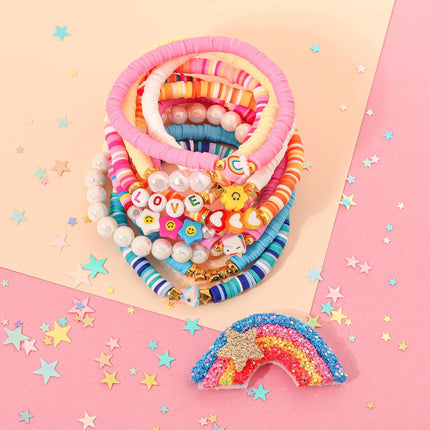 Friendship Bracelet Set for Women –11-Pack Colorful Beaded Clay Bracelets, Preppy Beach Boho Style, Stackable Stretch Jewelry Gift