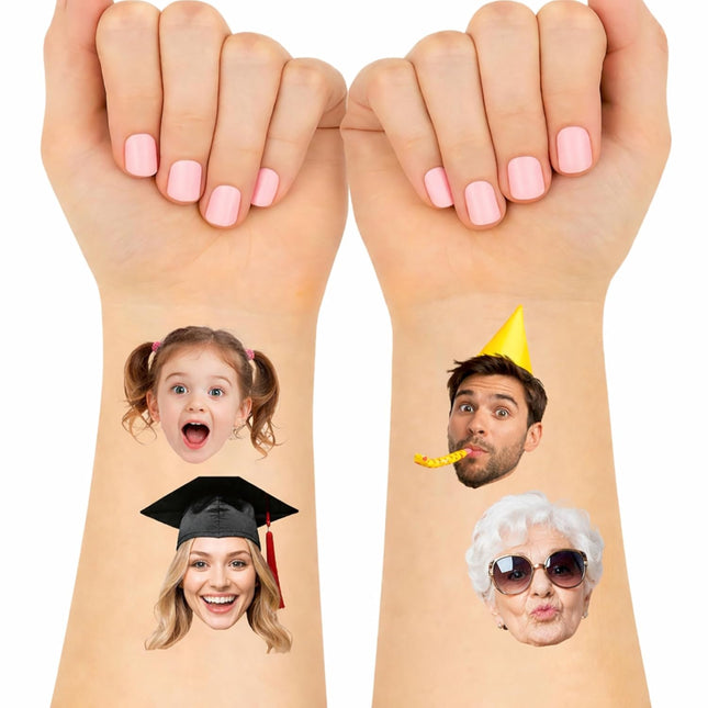 Personalized Face Temporary Tattoos - 25 Pack Personalized Photo Tattoos for Bachelorette Party, Weddings, Birthday