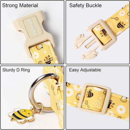 Yellow Bee Adjustable Dog Collar for Dogs, Size M - photo 3