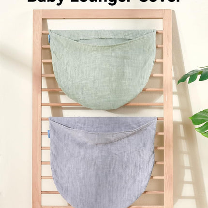 TILLYOU Muslin Baby Lounger Cover, 100% Cotton Newborn Lounger Cover, 2 Pack Baby Nest Slipcover for Boys Girls, Cover Only, Grey and Saga