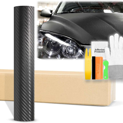 60"x120" (10FTx5FT) Black 3D Carbon Fiber Textured Matte Flat Vinyl Wrap Auto Car Sticker Decal Film Sheet Bubble Free Air Release Technology with Tool Kit