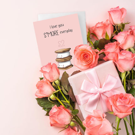 ALY LOU Mothers Day Card Anniversary Birthday for Mom Dad Wife Husband Girlfriend Boyfriend Stepmom Aunt Parents – Cute Funny Punny Greeting Card for Fathers Day – Blank Inside (I Love You S'more)