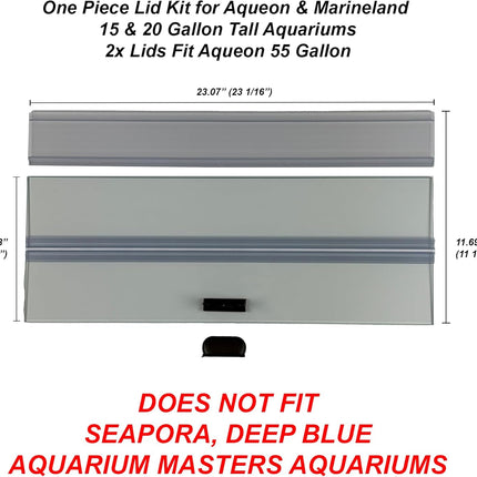 H2Pro Glass Canopy Aquarium Lid for Fresh & Saltwater Fish Tanks (24GT for Aqueon & Marineland 15 & 20 Tall Aquariums)