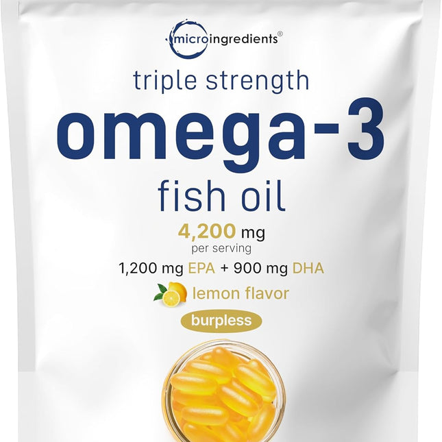 Micro Ingredients Triple Strength Omega-3 Fish Oil 4200mg — EPA 1200mg DHA 900mg, 240 Softgels