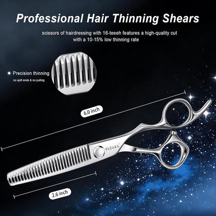 High-end Thinning Shears for Hair Cutting 6" with Extremely 29 Teeth Sharp Convex Blades,Cobalt Alloy Steel barber hairdressing texturizing scissors For Men Women Salon& Home -Silver