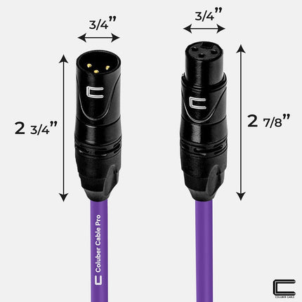 Balanced XLR Cable Male to Female - 1.5 Feet Purple - Pro 3-Pin Microphone Connector for Powered Speakers, Audio Interface or Mixer for Live Performance & Recording