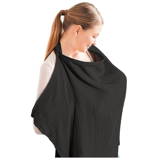 Muslin Nursing Cover for Baby Breastfeeding, Breathable 100% Cotton Breastfeeding Cover with Rigid Hoop for Mother