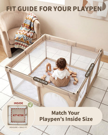 Baby Play Mat for Floor 47×47in, Quilted 1.6in Extra Thick Crawling Mat for Toddlers, Non-Slip Kids Play - photo 5