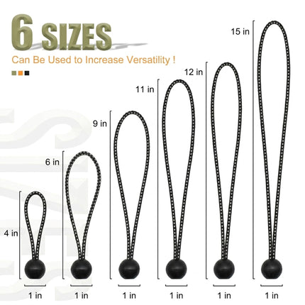 30 Pack Ball Bungee Cord, Heavy Duty Bungie Cord Balls (6",Black/White) - photo 2