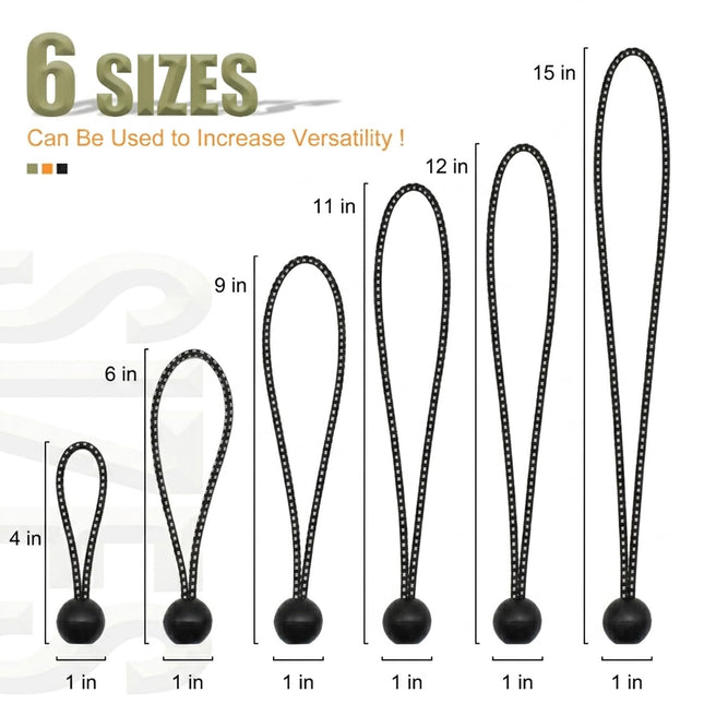 30 Pack Ball Bungee Cord, Heavy Duty Bungie Cord Balls (6",Black/White) - photo 2