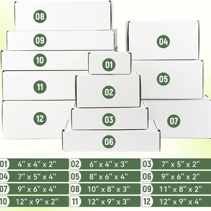 12"x9"x4" Shipping Boxes Set of 5, White Corrugated Cardboard Box Literature Mailer